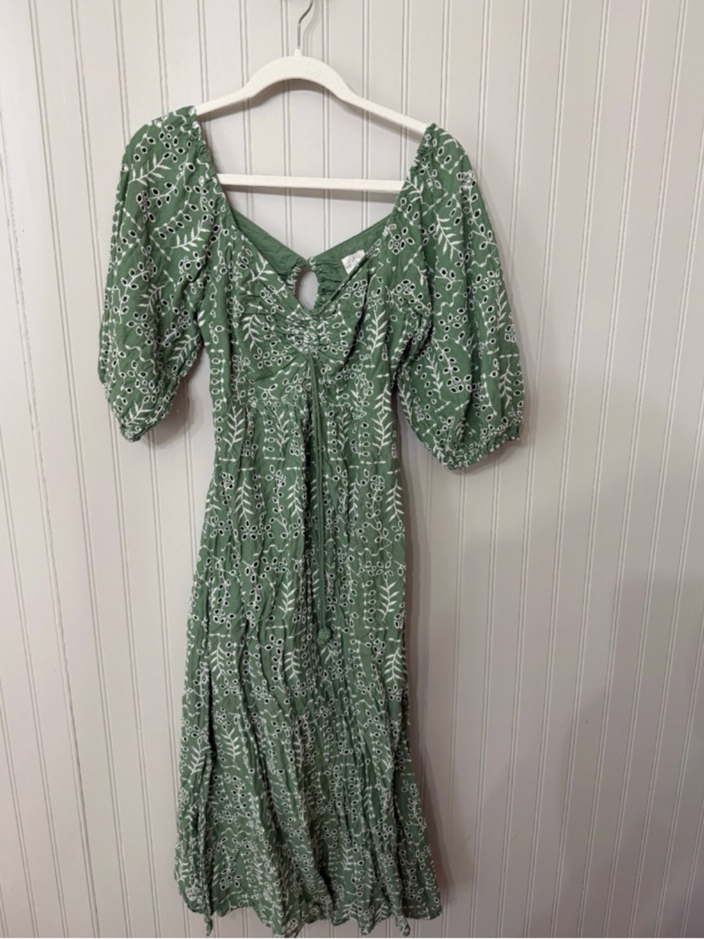 Joie Eyelet Cotton Midi Dress Women’s Size 8 Green